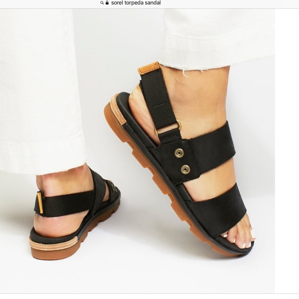 Sorel Torpeda black leather sandal RARE!